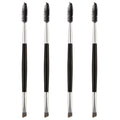 Professional Black Eye Brow Brush with Wooden Handle Angled Fan Brush Style for Convenient Concealer Application