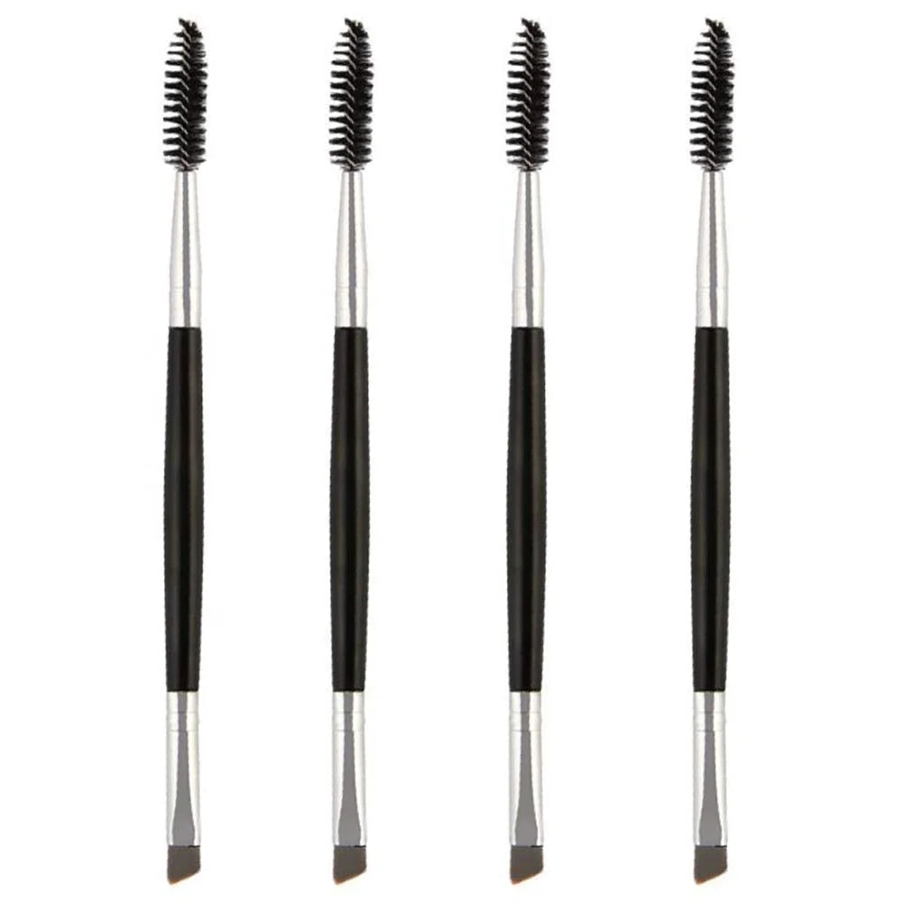 Professional Black Eye Brow Brush with Wooden Handle Angled Fan Brush Style for Convenient Concealer Application