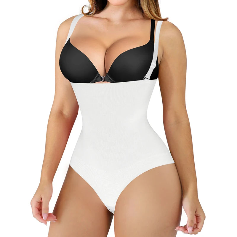 Wholesale Sexy Women Seamless Shaping Thong Open Bust High Waist Bodysuits Tummy Control Shapewear Thong