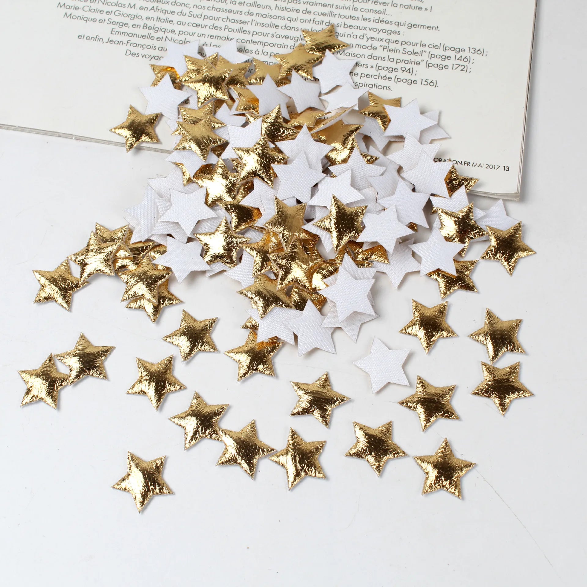 100PCS Gold Silver Cloth Christmas Five-pointed Star Eid Mubarak Decoration Confetti Living Room Decor Home Party XJ0312