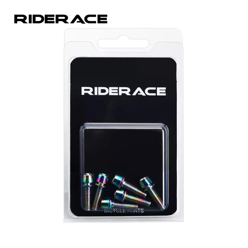 RIDERACE 6pcs/set MTB Bicycle Handlebar Screw M5*18MM Titanium-plated Colorful Stainless Steel Screw Stem Riser Screw in Bolt