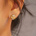 18K Yellow Gold Stud Jewelry Real Natural Diamond Earrings 18k White Gold for Women