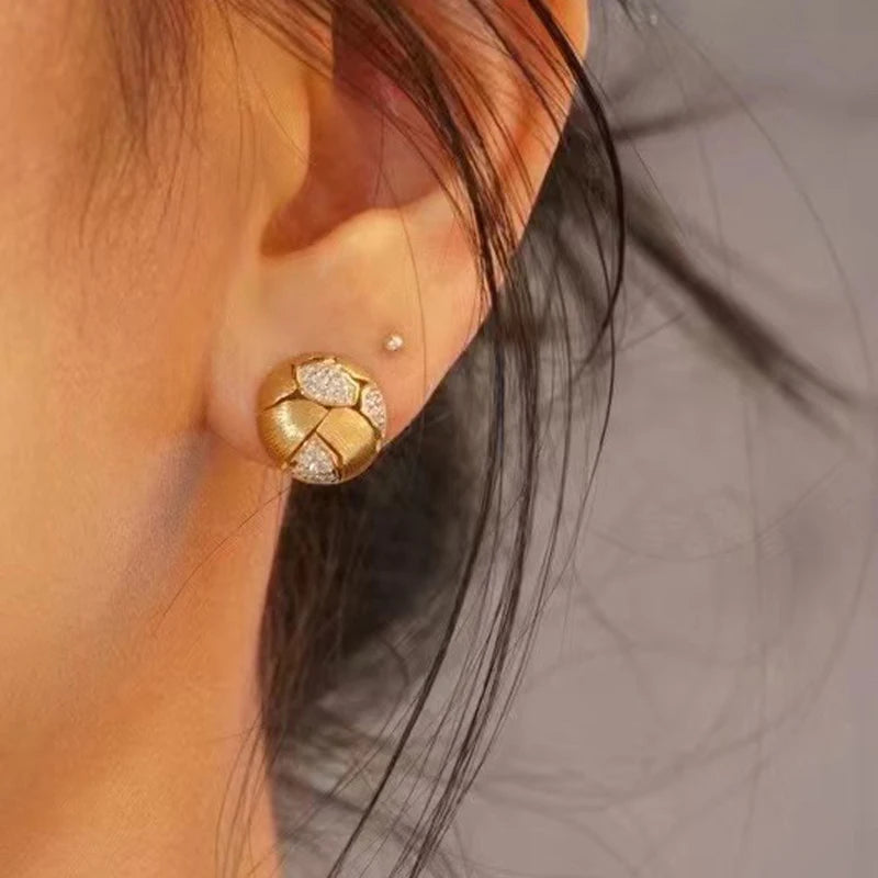 18K Yellow Gold Stud Jewelry Real Natural Diamond Earrings 18k White Gold for Women