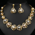 Fashion Design Imitated Pearl Necklace Earrings Lady's Dress Dinner Accessories Alloy Electroplating Jewelry Set for Bridal