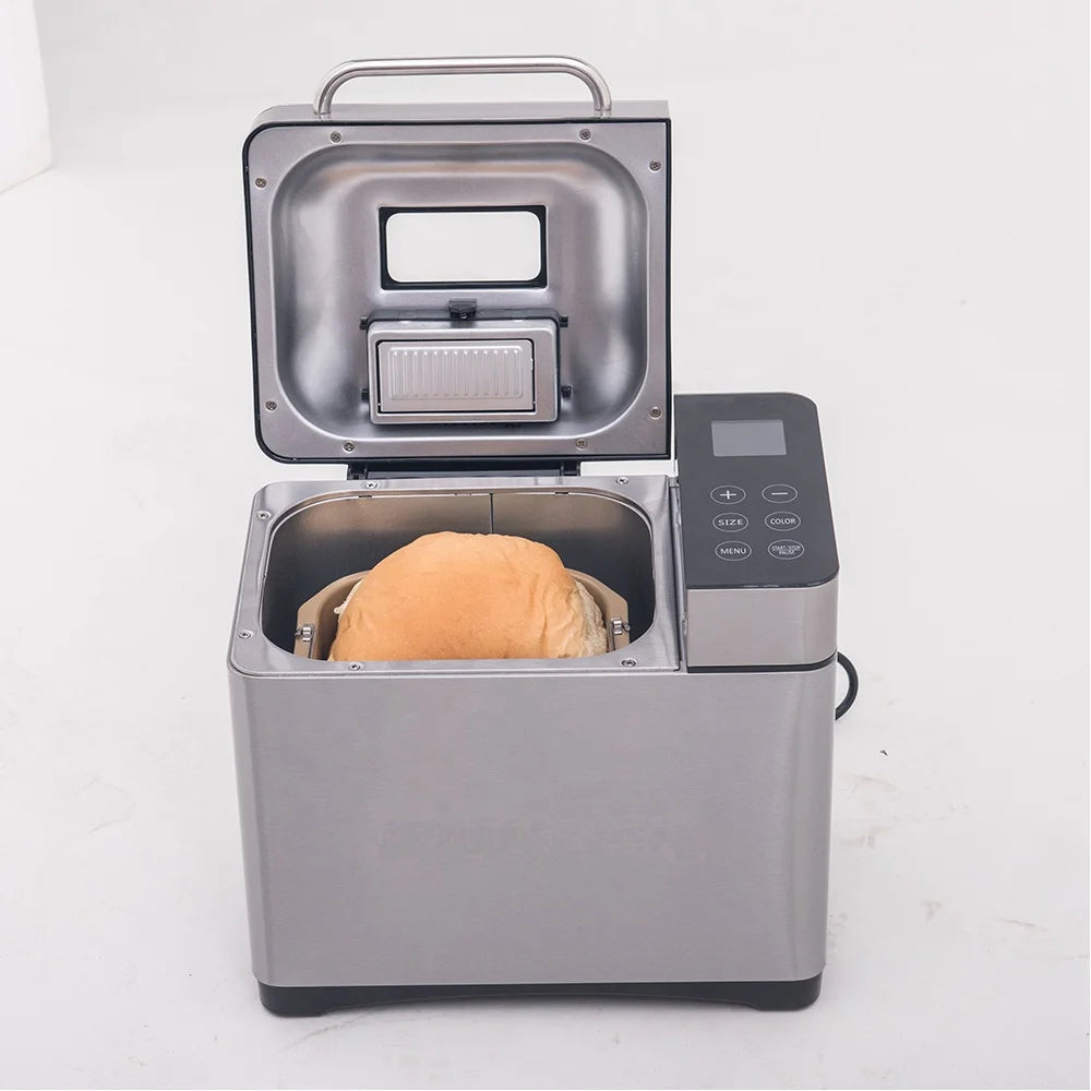 2LB 710W Stainless Steel Digital Automatic Bread Maker Machine 17 Menus 60-Minute Keep Warm Household Electric Baking English