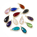 50 Pcs Mixed Color Teardrop K9 Glass Pendants Faceted with Light Gold Tone Brass Edge for Children