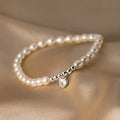 Handmade 925 Sterling Silver Freshwater Pearl Zircon Heart Shape Beaded Bracelet Women Fine Jewelry