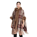 Source Factory Direct Sale New Cashmere Large Cardigan Coat Cape With Fur Big Fox Fur Collar Pashmina Shawl Kimono