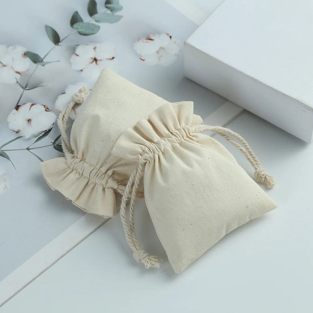 Estuche Para Joyas Hot Selling Custom Cotton Linen Dust Drawstring Bag Gift Jewelry Pouch Packaging Bags