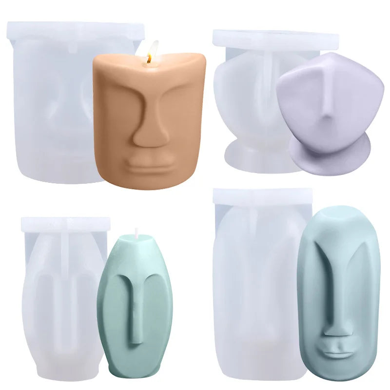 BPA Free Easy Release Soap Molds 3D  Fashion Abstract Human Art Face Candle Silicone Mold for Decorative Candles Resin Molds