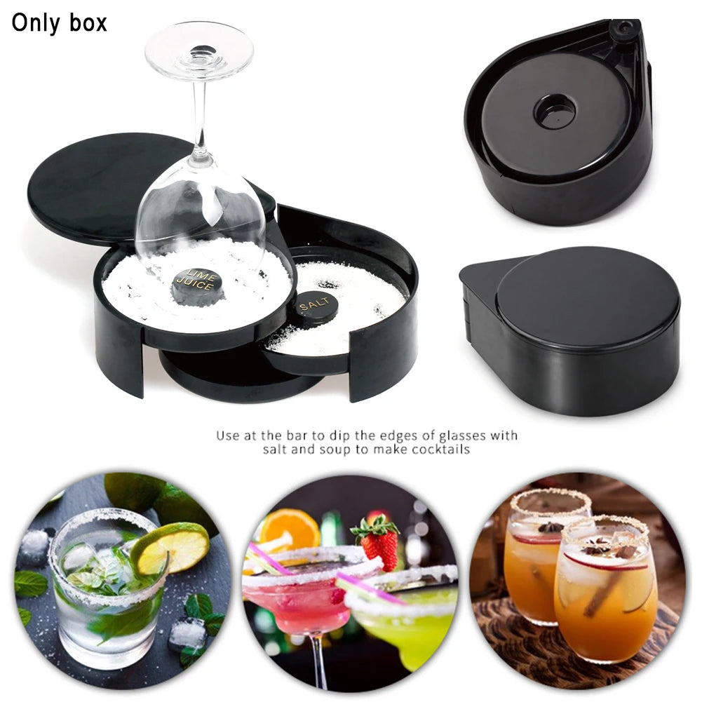 Cocktail Tool 3 Tier Bartender Margarita ABS Rotating Bartender Rimming Station Practical Lime Juice Sugar Bar Glass Salt Rimmer