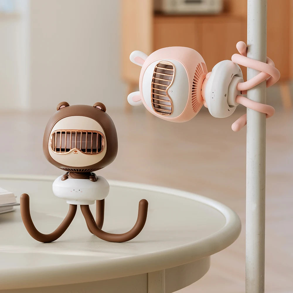 Newest Portable Baby Stroller Fan 3600mAh Rechargeable Portable Cooling Fan Oscillating Fan Can Hang Stand Twist
