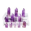 Single Point Natural Amethyst Citrine Crystal Wand 6 Faceted Healing Tower Polished Tumbled Stone