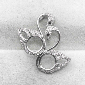 Sterling Silver 8*8mm Semi Mount Pendant Empty Frame Blank Support Setting S925 Base Holder Without Center Stone for DIY Inlay