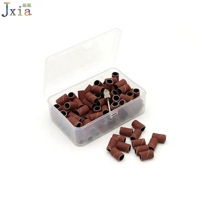 High Quality Brown Color 100pcs Per Box Packing Manicure & Pedicure Nail Sanding Bands for Nail Drill Bits