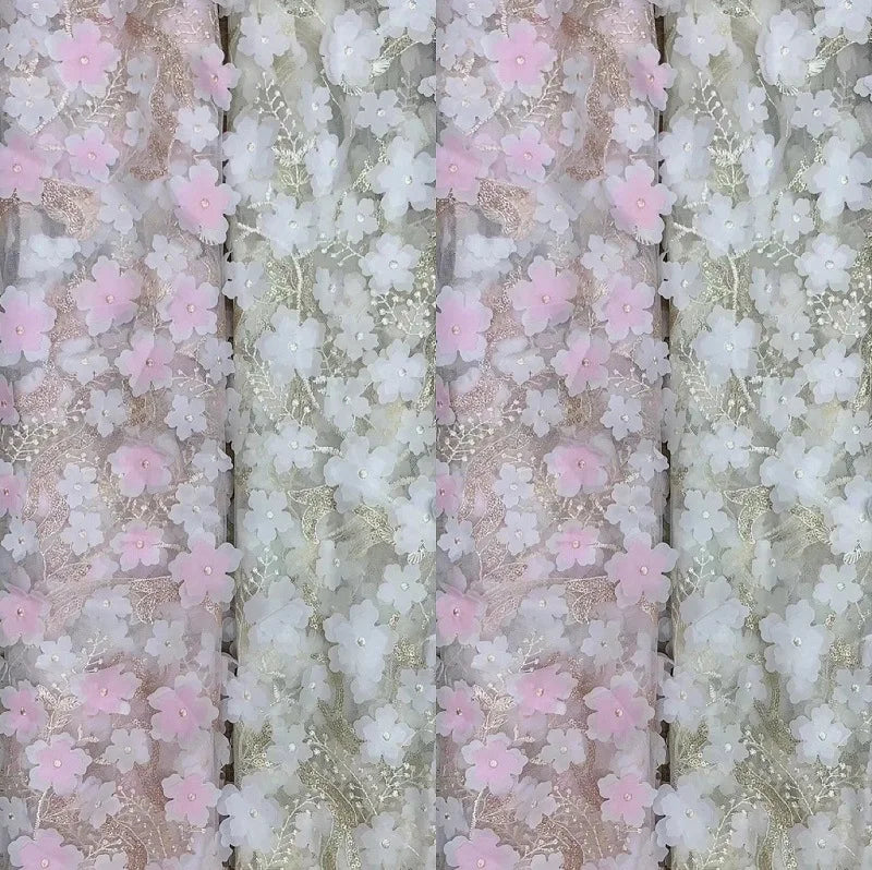 HG0505 Plain Style Mesh Laser Embroidered Lace Tulle Fabric for Children's Dresses & Weddings for Boys & Girls