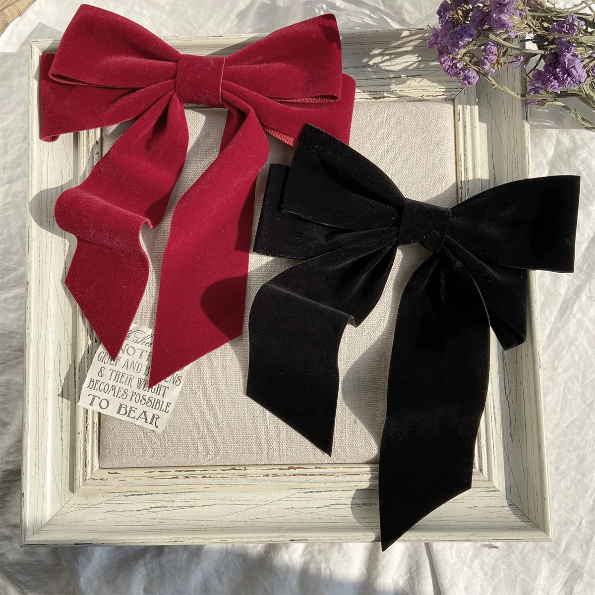 Vintage Black Big Large Velvet Bow Hair Clip Long Ribbon Korean Hairpins Barrette Hair Accessories for Women Girl