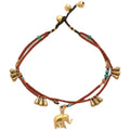 Elegant New Fashion Female Water Drop Foot Jewelry Two-Layered Brass Anklets with Afghan Stone Elephant for Beach and New Year