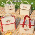 Handheld Women's Lunch Box Handbags Large Capacity Girls Picnic Bento Bag Cartoon Canvas Insulated Bag Wholesale Oem Customized