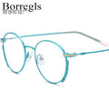 Borregls Titanium Glasses Frame Women New Brand Designer Lightweight Retro Round Eyeglasses Men Vintage Optical Eyewear 185719