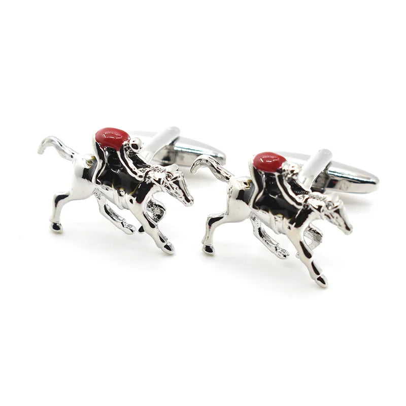 Wholesale Trendy Riding Horse Sports Game Cufflinks Custom Mens Business Suit Shirt & Tuxedo Accessory for Wedding Party