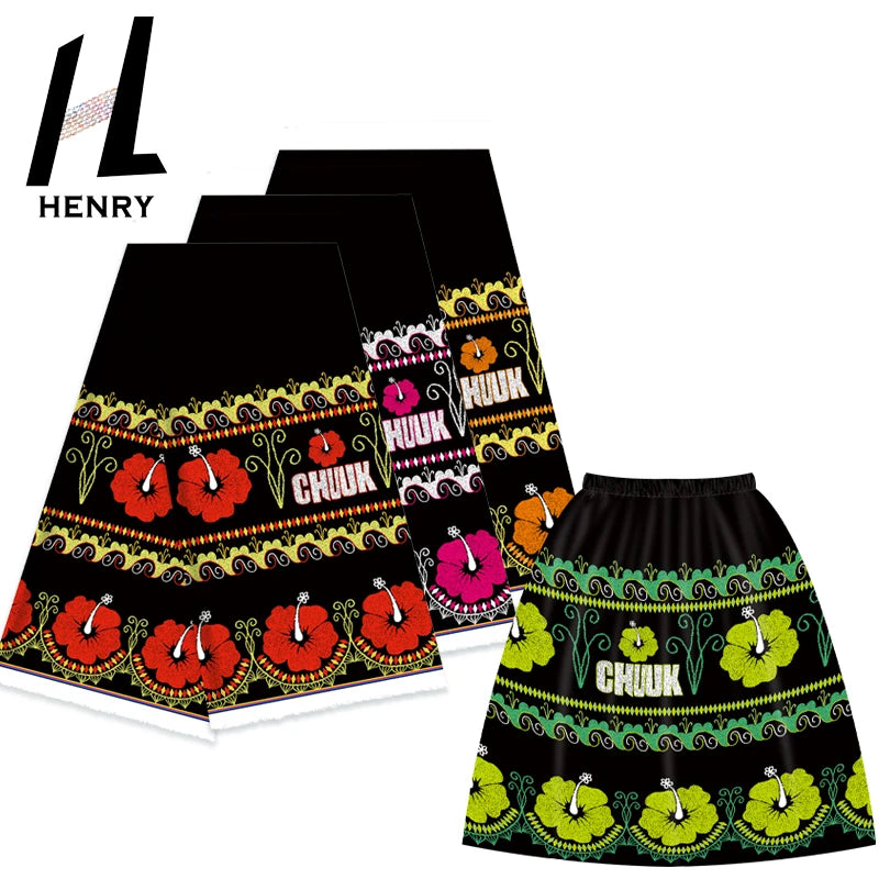 Henry Textile New Design 100% Polyester Micronesia Traditional Printed Fabric for Chuuk Skirt