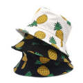 Wholesale Custom Summer Style Outdoor Unisex Full Print Pineapple Pattern Double Side Fruit Reversible Bucket Hats