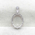 Sterling Silver 7*9/8*10mm Semi Mount Pendant Empty Frame Blank Support Setting S925 Holder Without Center Stone for DIY Inlay