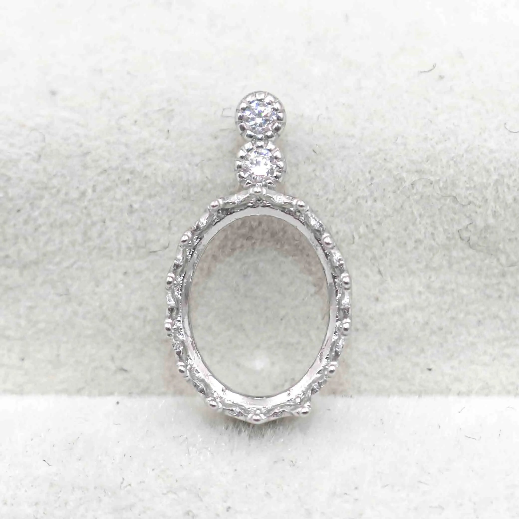 Sterling Silver 7*9/8*10mm Semi Mount Pendant Empty Frame Blank Support Setting S925 Holder Without Center Stone for DIY Inlay