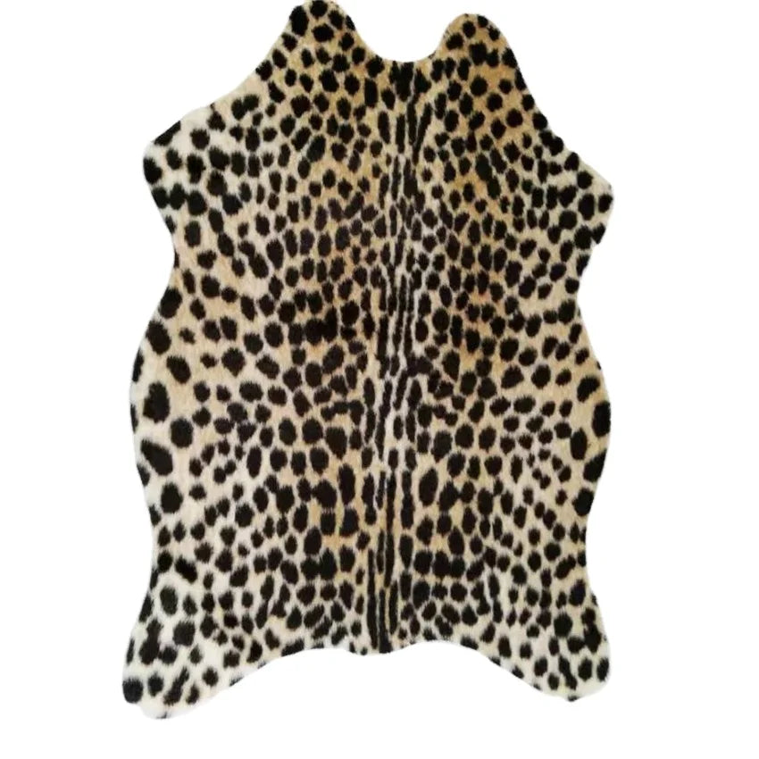 Leopard Rug Animal Skin Jacquard Carpet for Home Silver Gold Faux Fur Rugs
