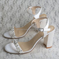 Customized Ladies Sandals for Wedding High Chunky Heel 9CM