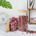 Triangle Airtight Food Spice Coffee Glass Jars BPA Free High Borosilicate Handmade Eco-Friendly Storage Jars Bamboo Presents