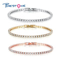 Fashion 18K Gold Plated Brass Lab Diamond CZ Tennis Chain Women Bracelet Cubic Zirconia Jewelry for Girls& Ladies 2.5mm 3mm 4mm