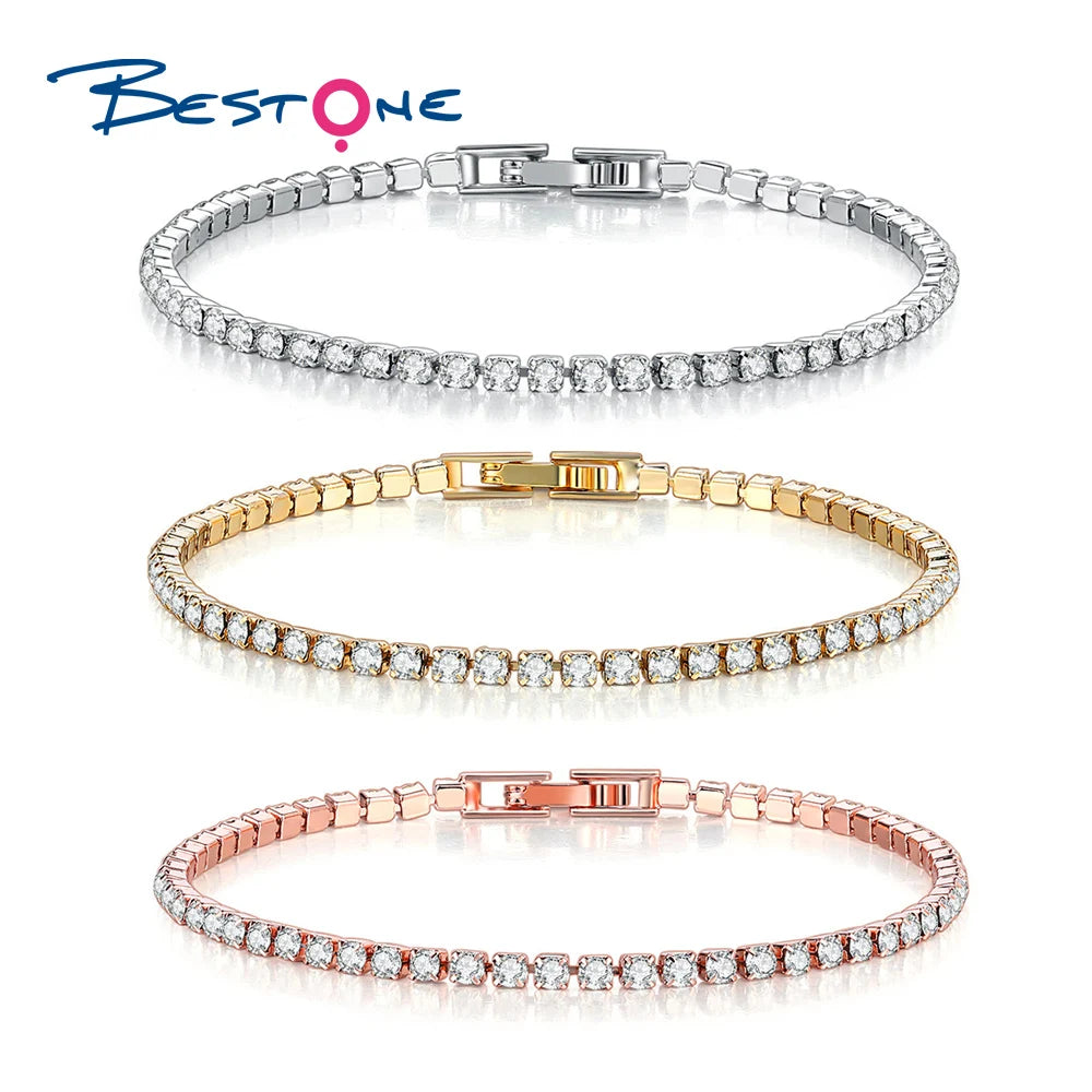 Fashion 18K Gold Plated Brass Lab Diamond CZ Tennis Chain Women Bracelet Cubic Zirconia Jewelry for Girls& Ladies 2.5mm 3mm 4mm