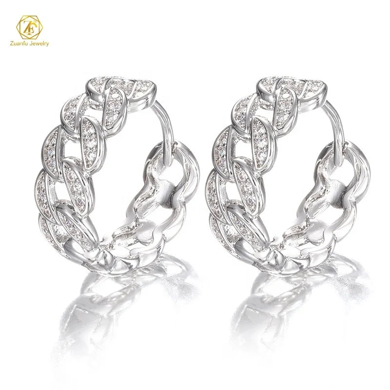 Dropshipping Moissanite Jewelry Sweatproof 925 Sterling Silver D-VVS Moissanite Diamond Hoop Huggie Earrings