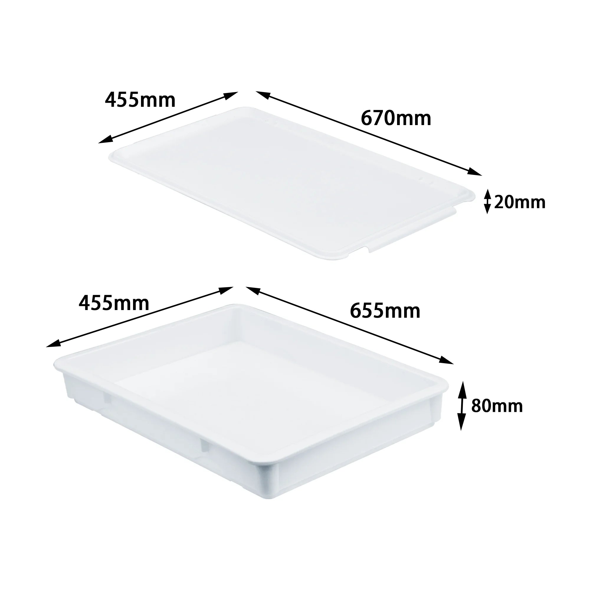 QS 655*455*80mm Pizza Dough Box Dough Proofing Box Customized with Polypropylene Stackable Dough Box with Lid