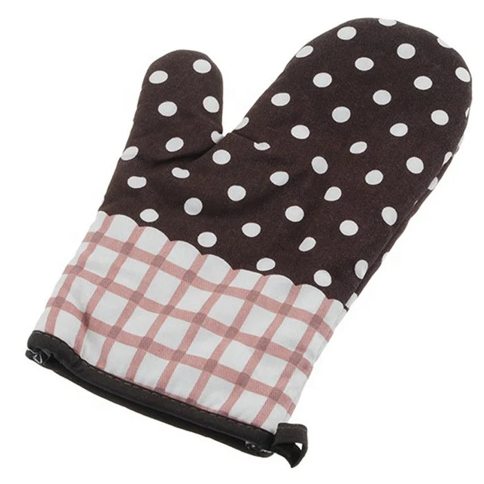 Custom logo Cotton Extra Long Heat Resistant Gloves Print Stripes Kitchen Oven Mitts Non-slip Baking Gloves