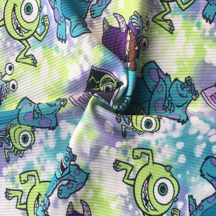 Digital Printed 95 Polyester 5 Spandex 2x2 Tubular Rib Circular Knit Fabrics