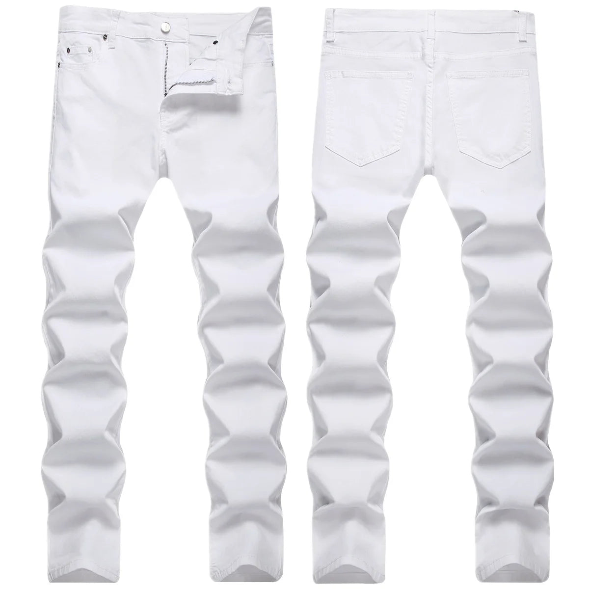 AeeDenim Wholesale OEM High-end Cotton White Jeans Men's Personality Slim Feet Elastic Trend Fashion Denim Jeans