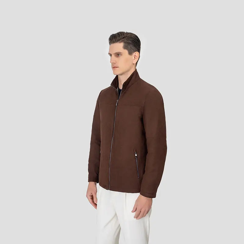 MTM Custom Dark Brown Casual Jacket for Adults Single Breasted Button Fly Pants Stylish Pleated Front Breathable Worsted Fabric