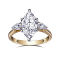 Messi Gems MSR-720 925 Silver 14k Yellow Gold Marquise Moissanite Diamond Engagement Ring