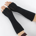 Women's Scale Design Winter Warm Knitted Long Arm Warmers Gloves Mittens
