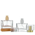Wholesale 30ml 50ml Square Glass Perfume Bottles Empty Pump Sprayer Clear Cap Screen Printing UV Coating Cosmetic Sample Oils