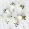 SZ04355 Wholesale 13cm White Silk Artificial Rose Flowers Bracelet Wrist Wedding Corsage for Decoration