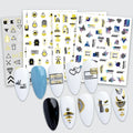 Geometry 3d Nail Stickers Laser Gold Silver Black Arrows Heart Love Line Adhesive Sliders Decor Holographic Nail Decals