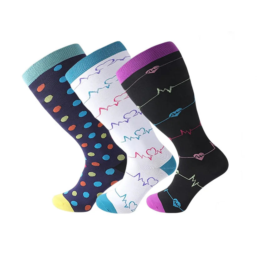 Customized Extra Large Wide Calf 15-20 Mmhg Nylon Xxl Plus Size Compression Socks for Women and Men