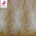 Top Quality Silver White 3d Heavy Beaded Sequins Lace Super Shining Luxury Wedding Bridal Lace Dress HY1939