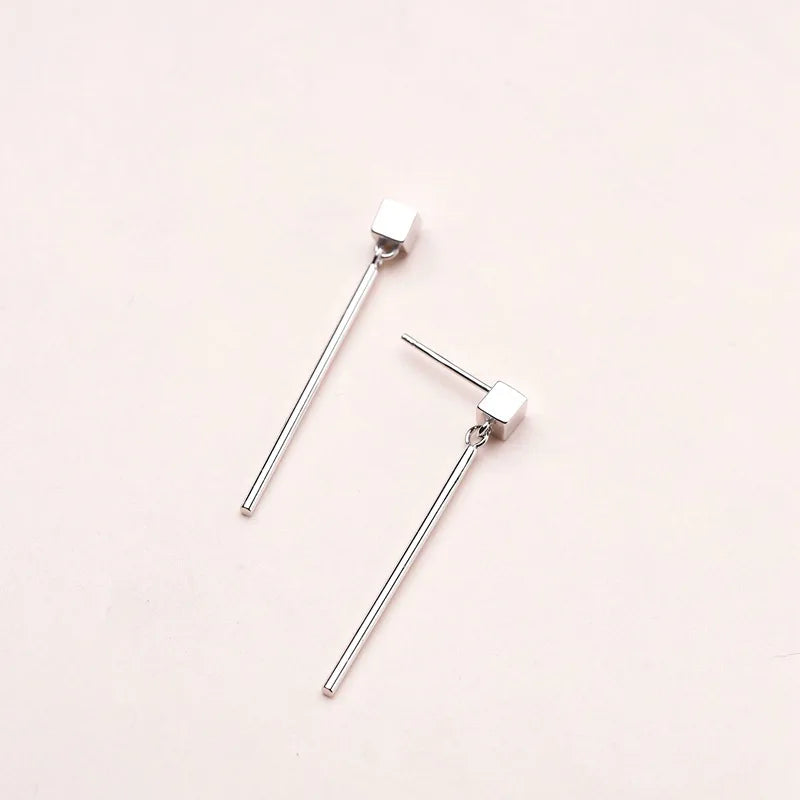 925 Silver square Stud Earrings for Women Elegant Wedding Jewelry 2021