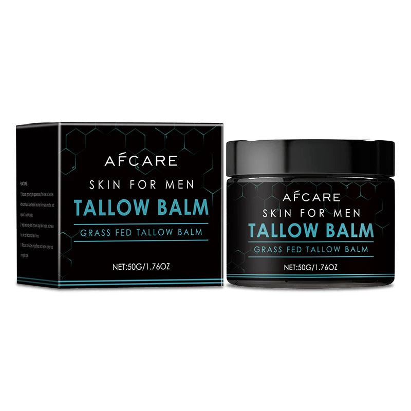Organic Hydrating Men Tallow Face Cream with Hyaluronic Acid & Collagen for Anti-Aging Wrinkle Care Firm & Smooth Skin