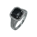Handmade Cushion Cut Black Zircon Engagement 925 Sterling Silver Rings Women Split Shank Ring
